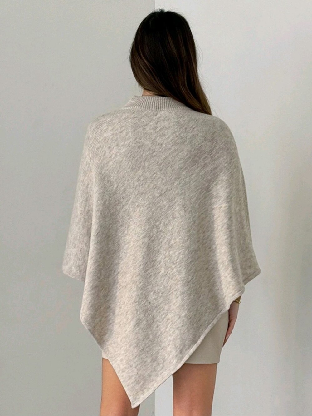 Women's Autumn/Winter New Shawl Cape Sweater, Khaki Color, Loose Fit - Picture 7 of 8